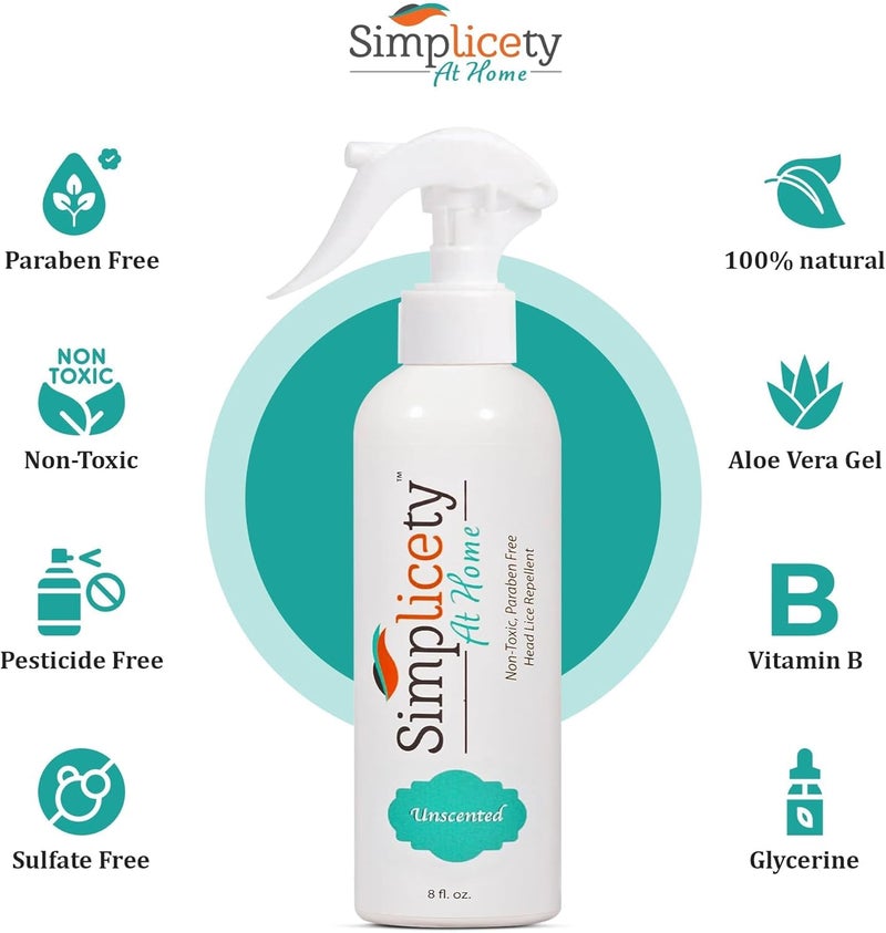SIMPLICETY ® Lice Prevention Spray for Kids Hair (8 Fl Oz), All Natural Ingredients Lice Spray Treatment, Highly Effective Against Head Lice, Terminates Eggs, and Nits from All Hairs (Unscented) - Image 3